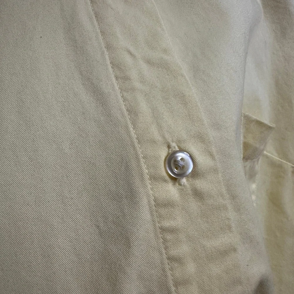Lands End Button Up Shirt Dress Womens 10 Yellow Short Sleeve Pocket Vintage 90s - Picture 9 of 12
